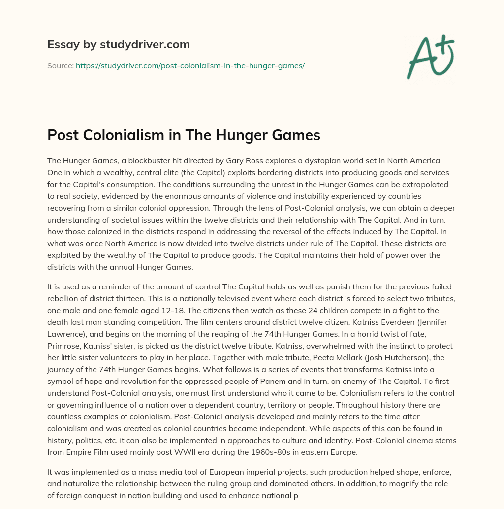 Post Colonialism in the Hunger Games essay