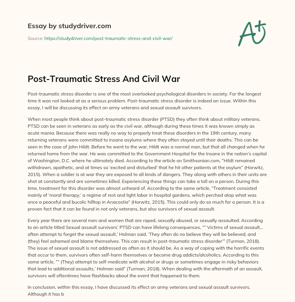 Post-Traumatic Stress and Civil War essay