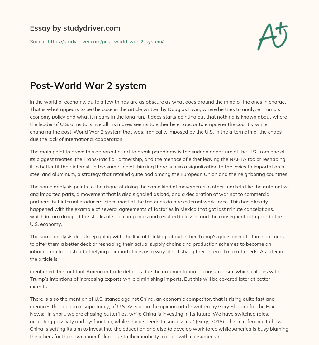 Post-World War 2 System essay