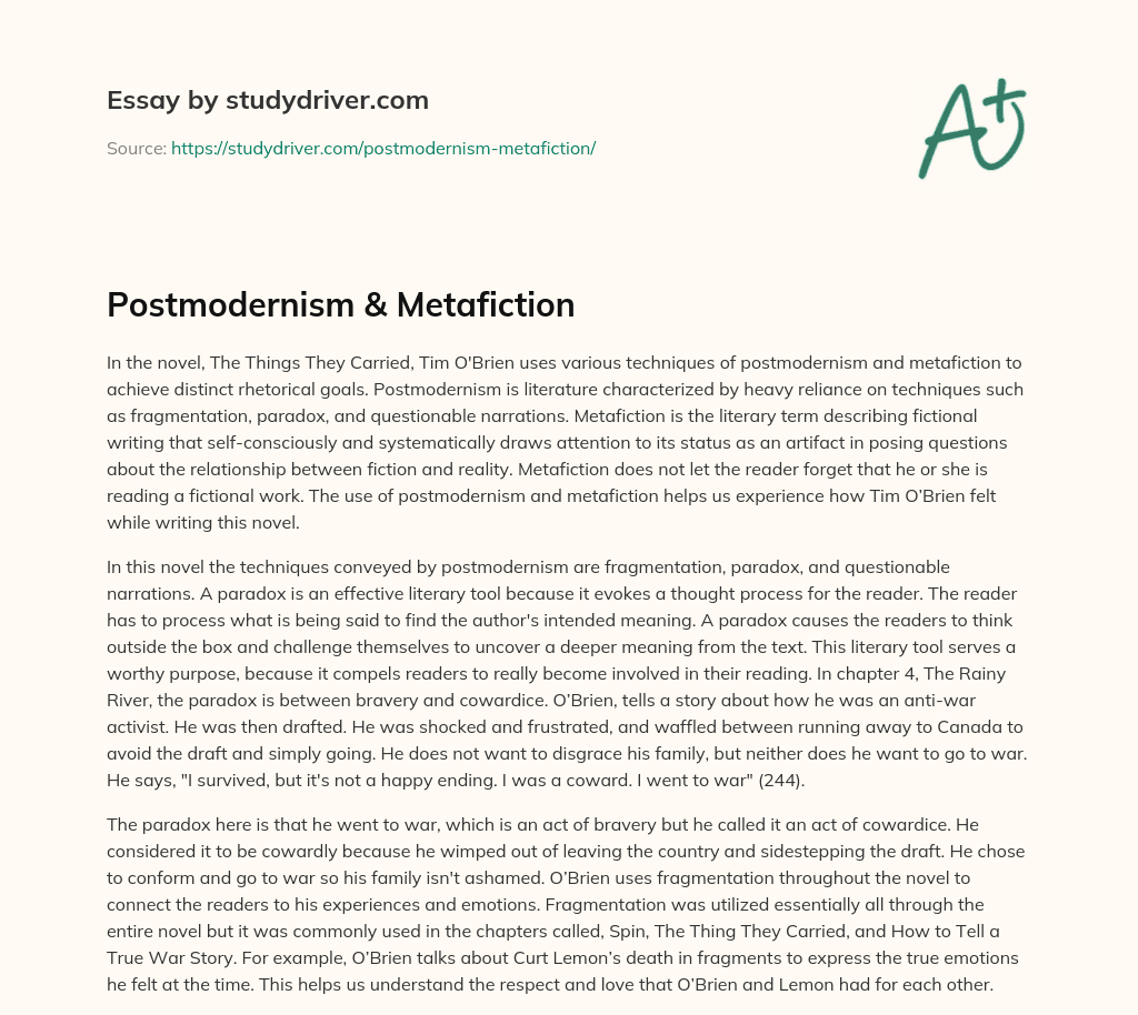 Postmodernism & Metafiction essay
