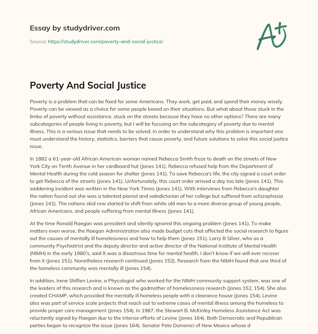 Poverty and Social Justice essay