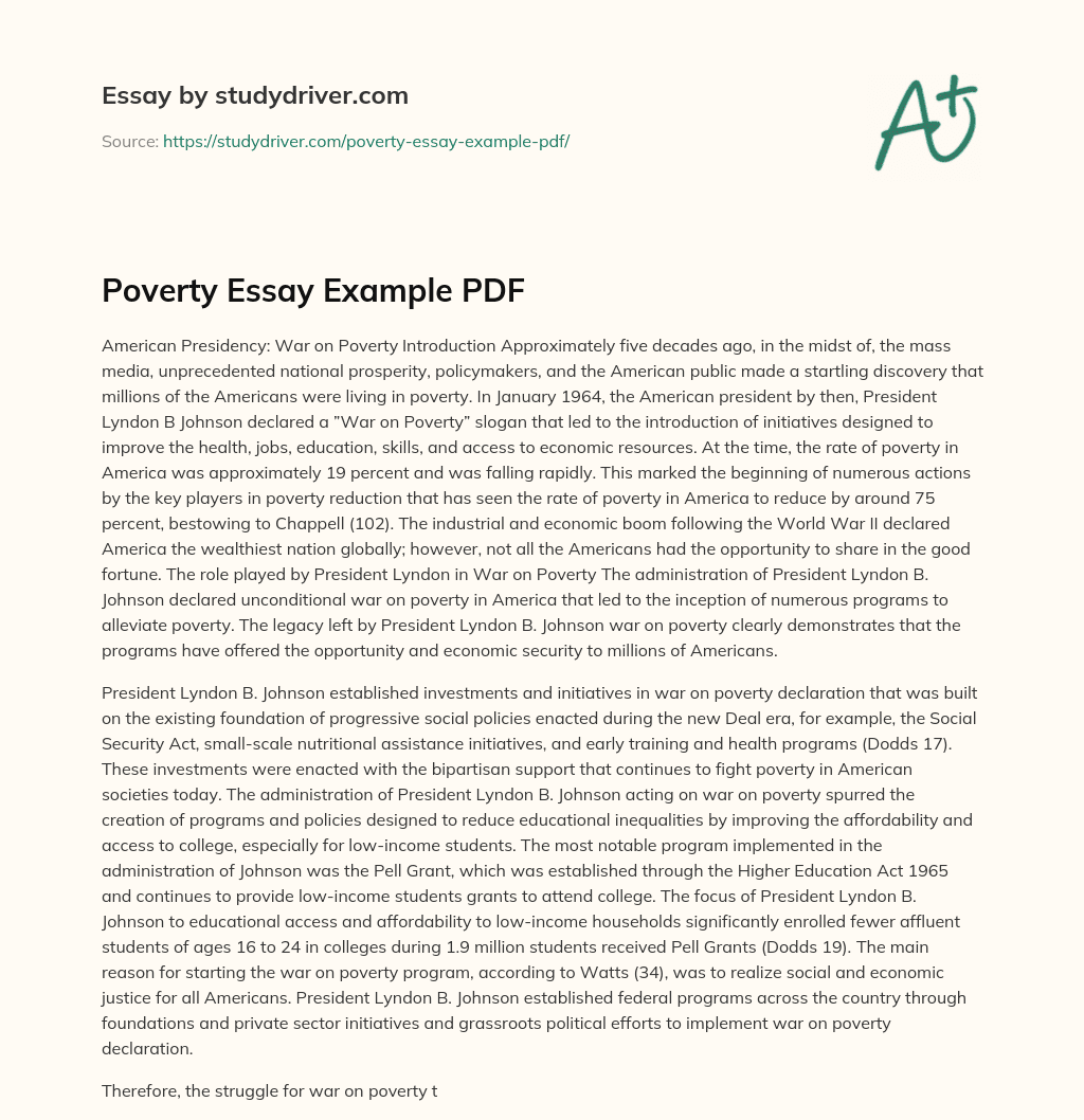 Poverty Essay Example PDF essay