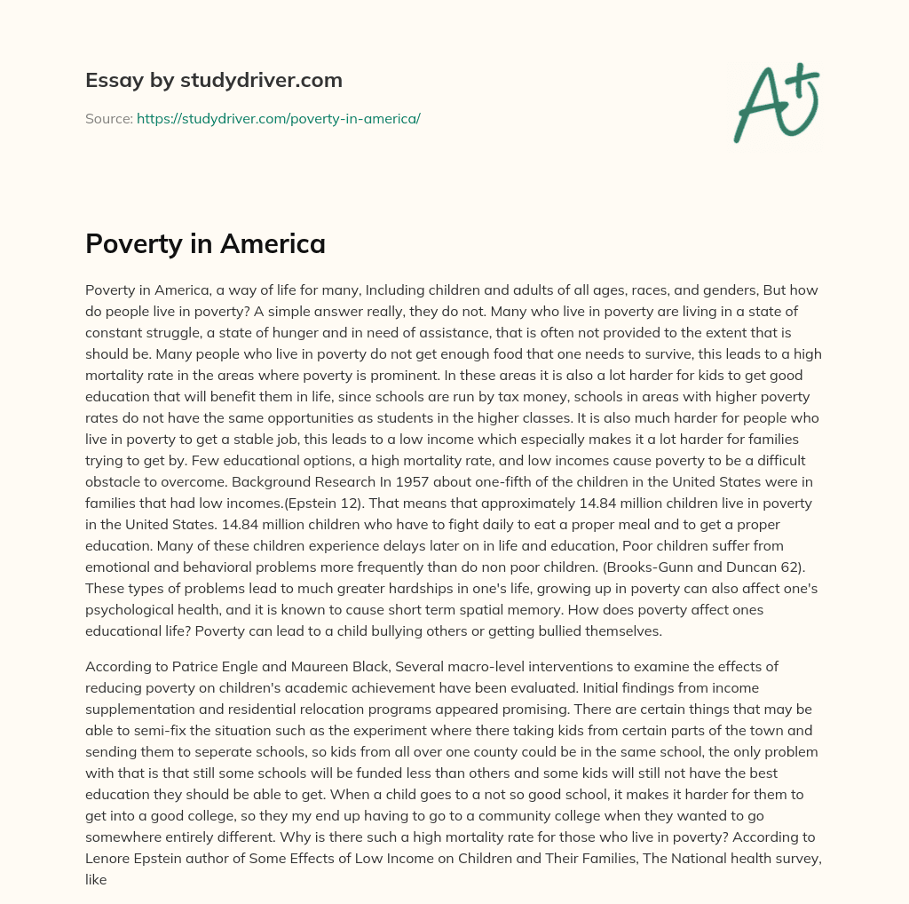 Poverty in America essay