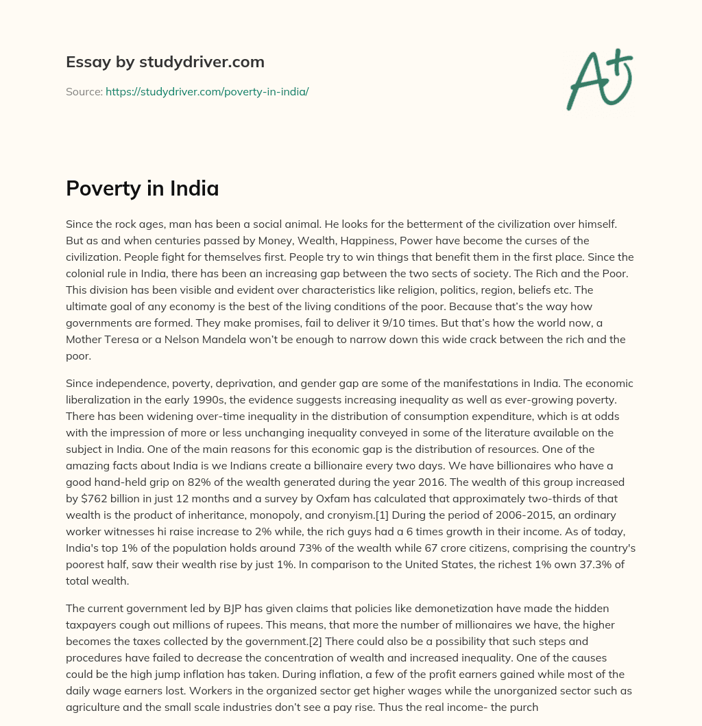 Poverty in India essay