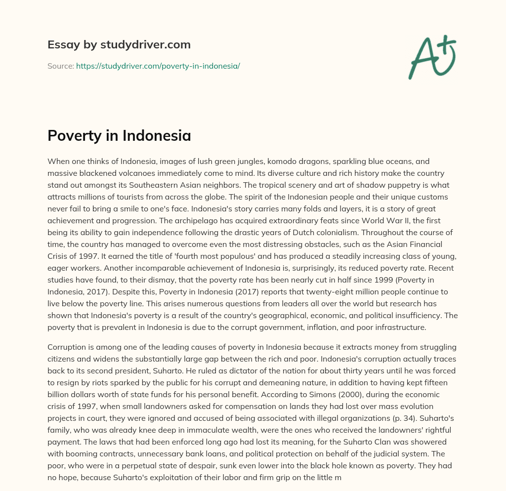 Poverty in Indonesia essay