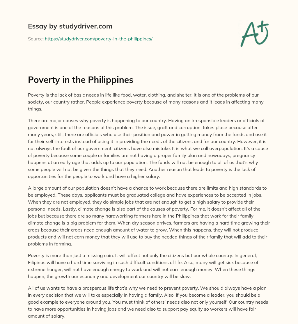 Poverty in the Philippines essay
