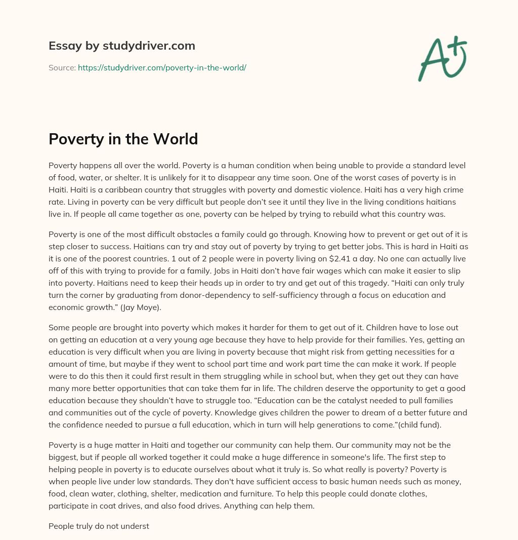 Poverty in the World essay