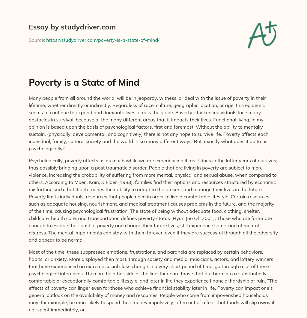 poverty is a state of mind essay