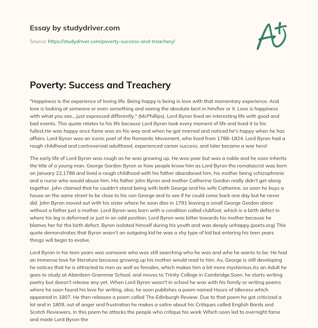 Poverty: Success and Treachery essay