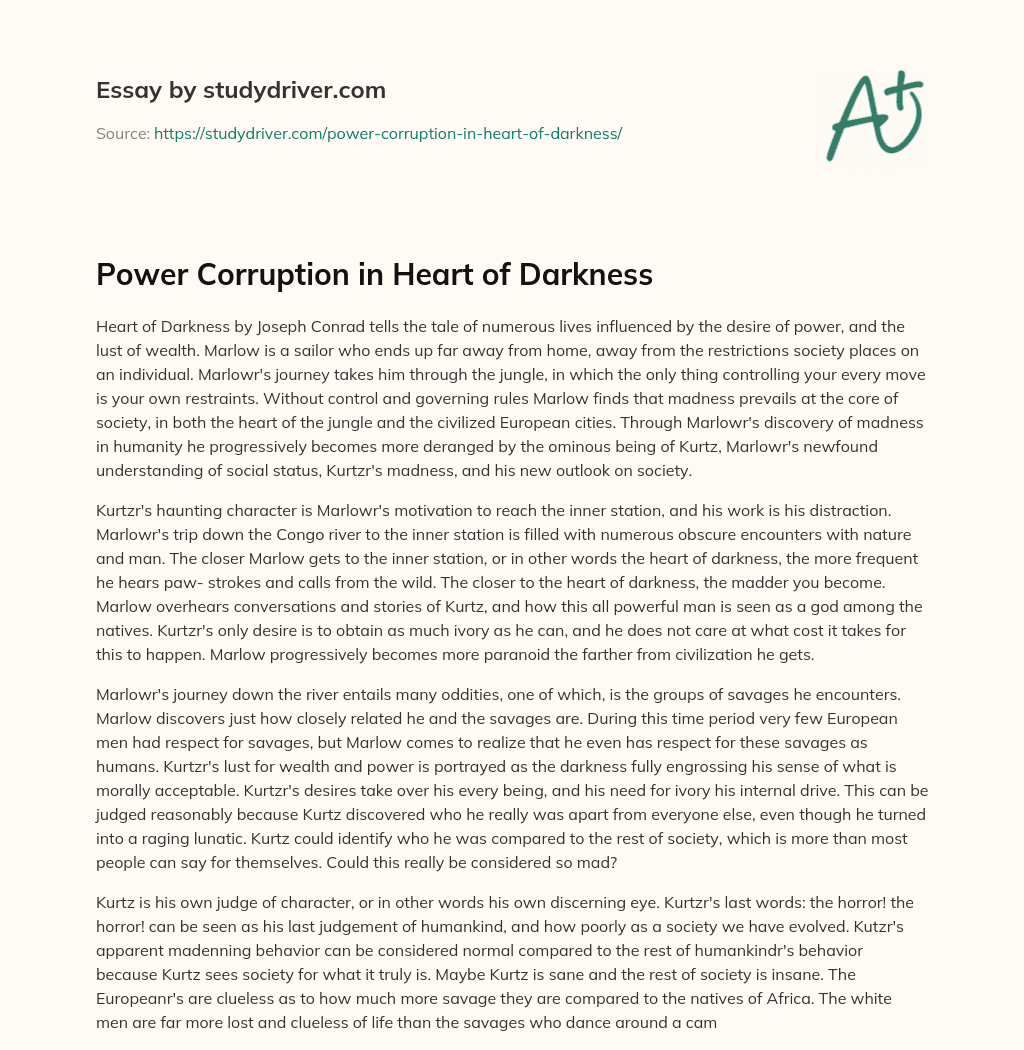 Power Corruption in Heart of Darkness essay