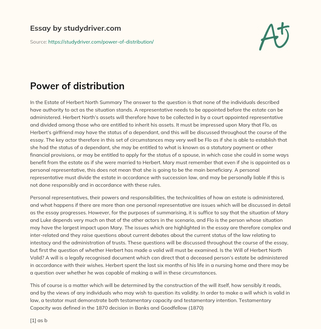 Power of Distribution essay