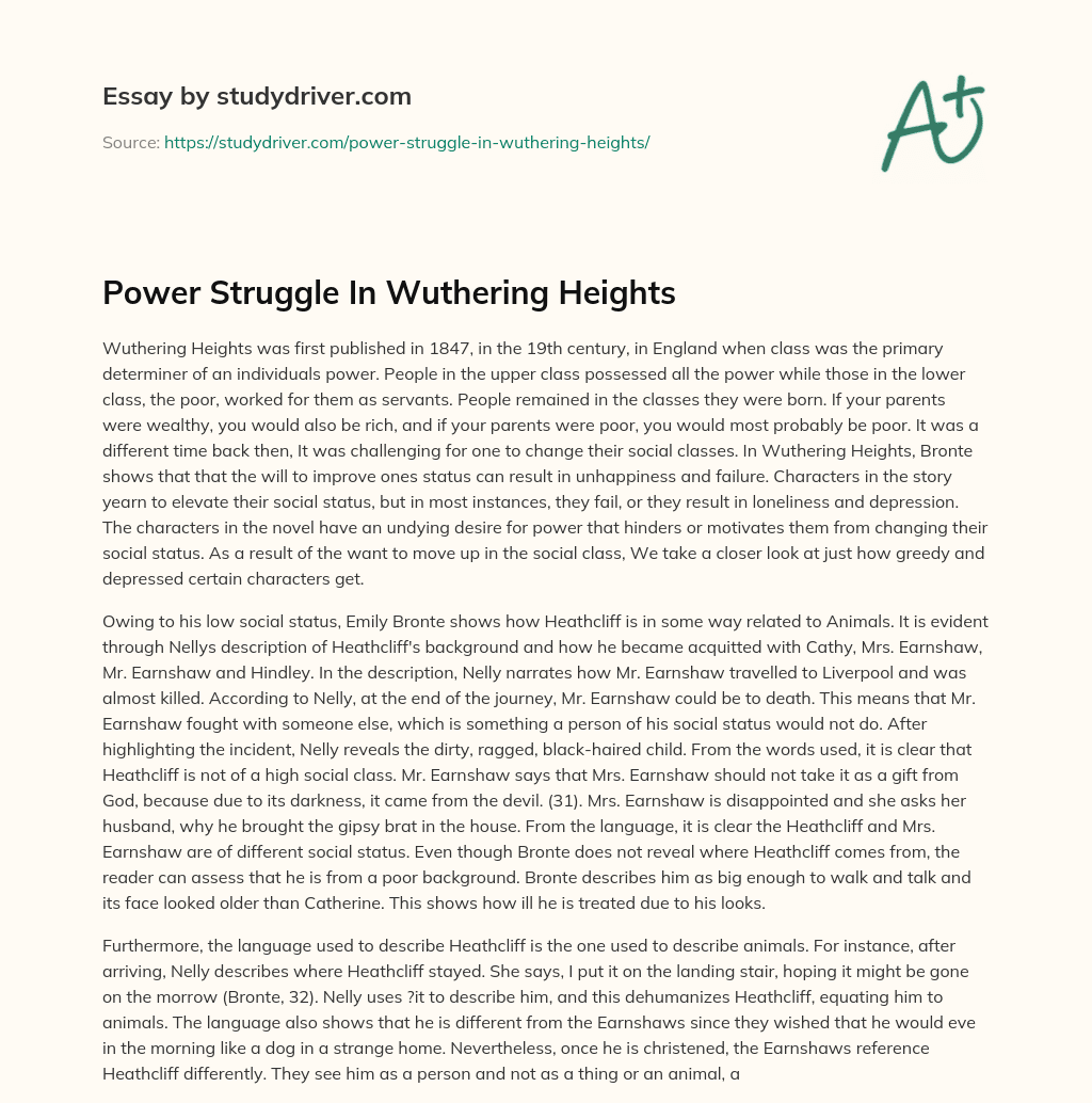 Power Struggle in Wuthering Heights essay