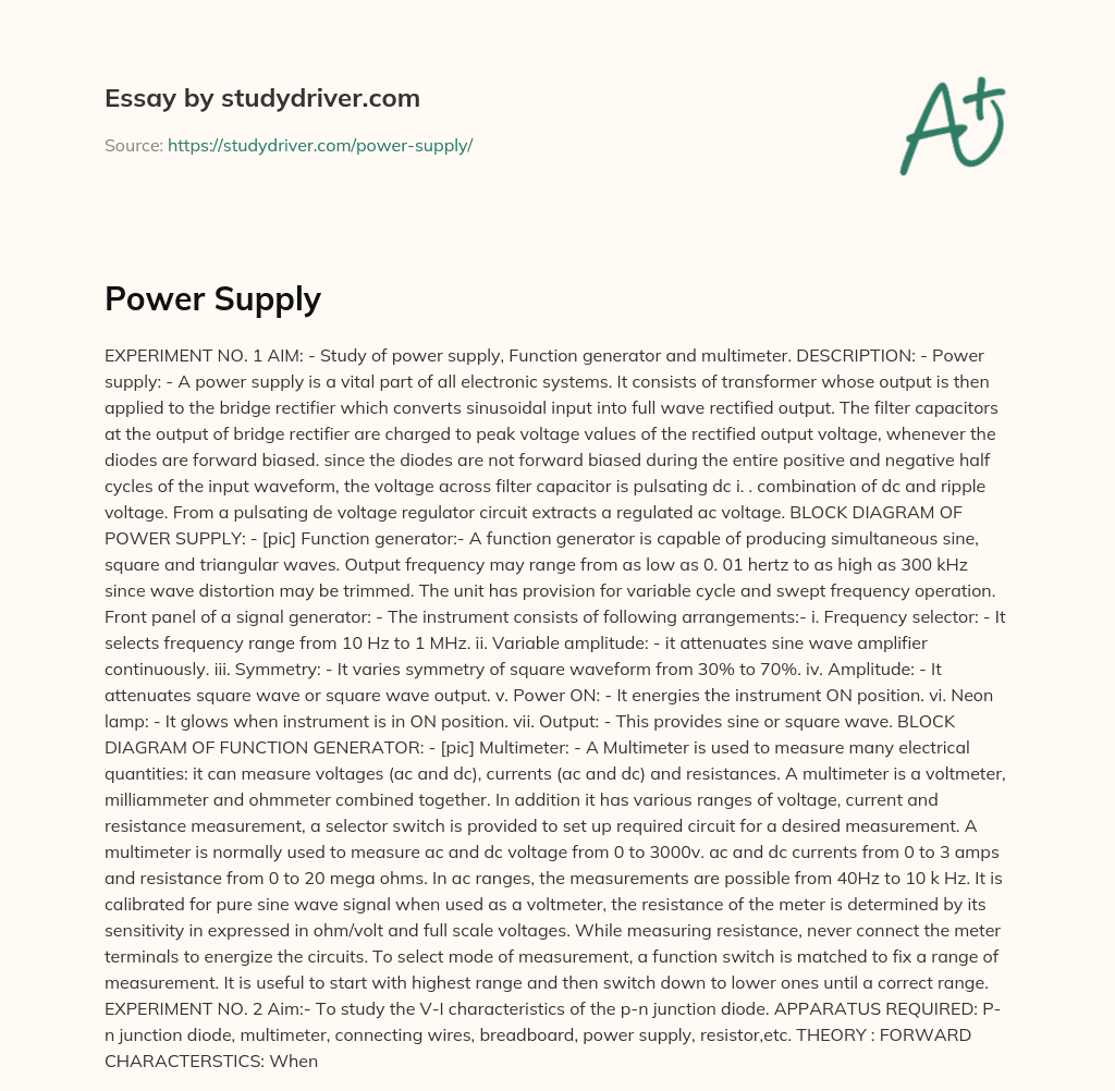 Power Supply essay