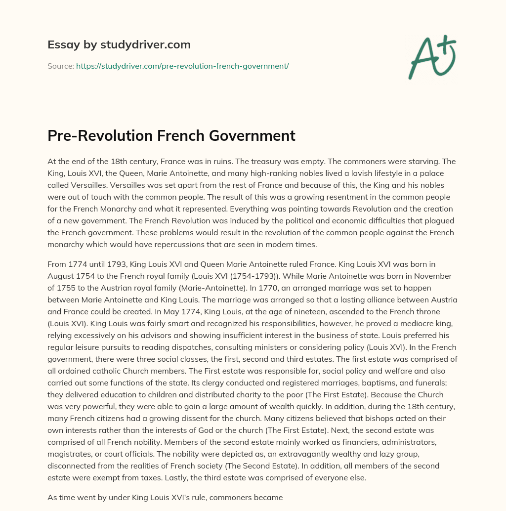 Pre-Revolution French Government essay