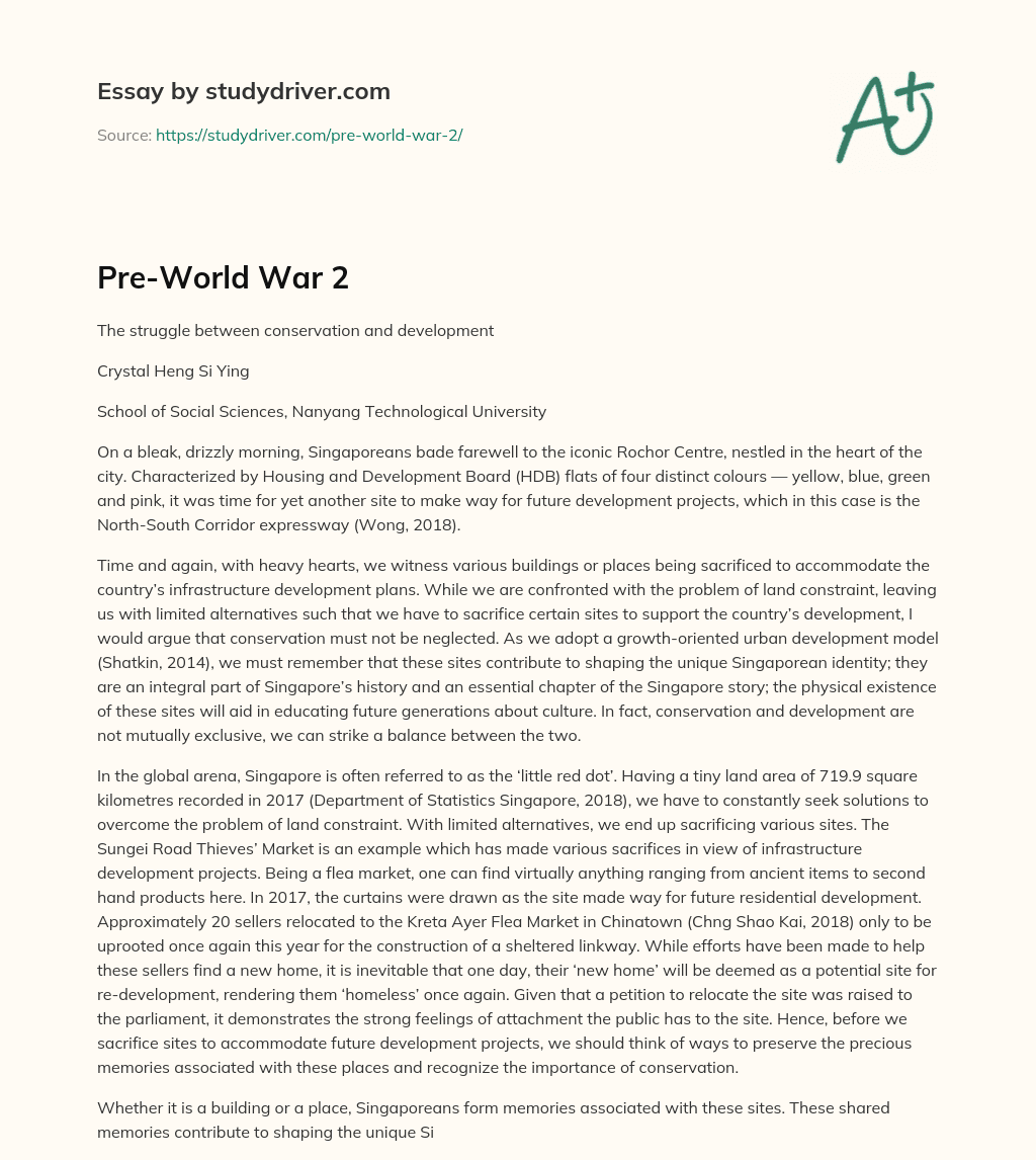 Pre-World War 2 essay