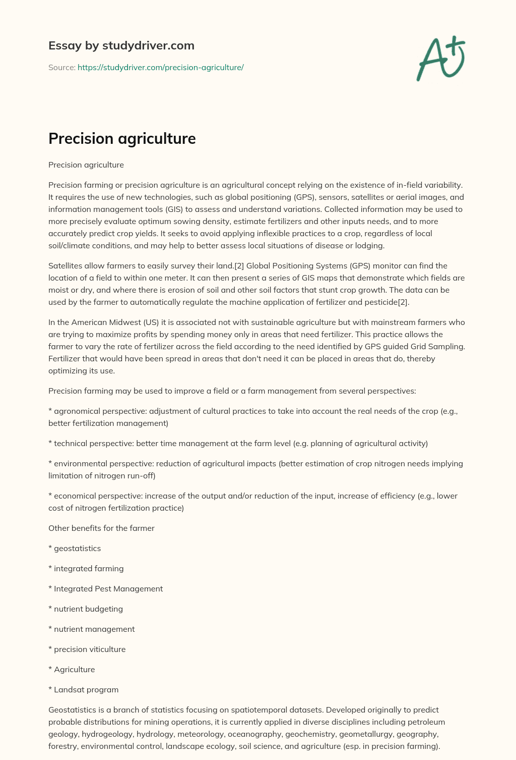 Precision Agriculture essay
