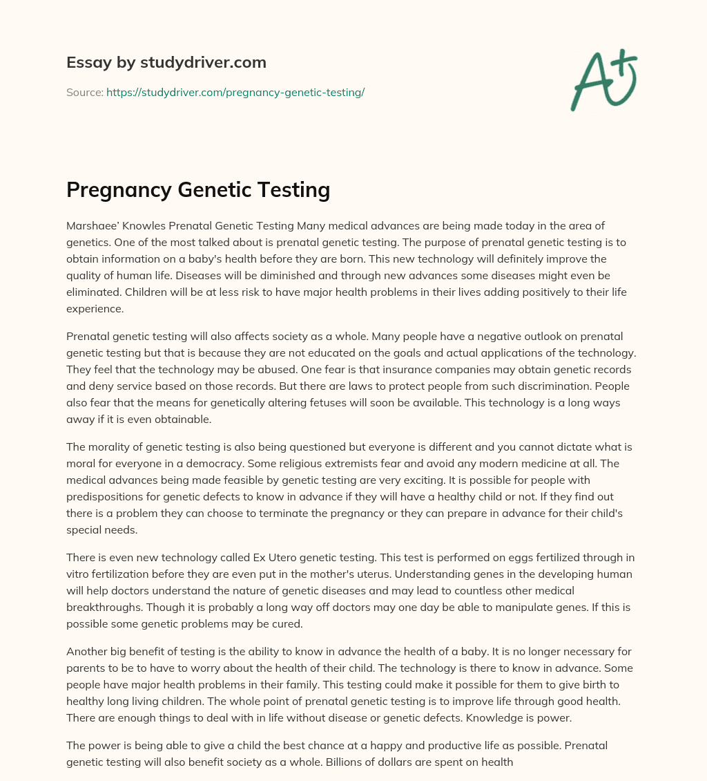 Pregnancy Genetic Testing essay