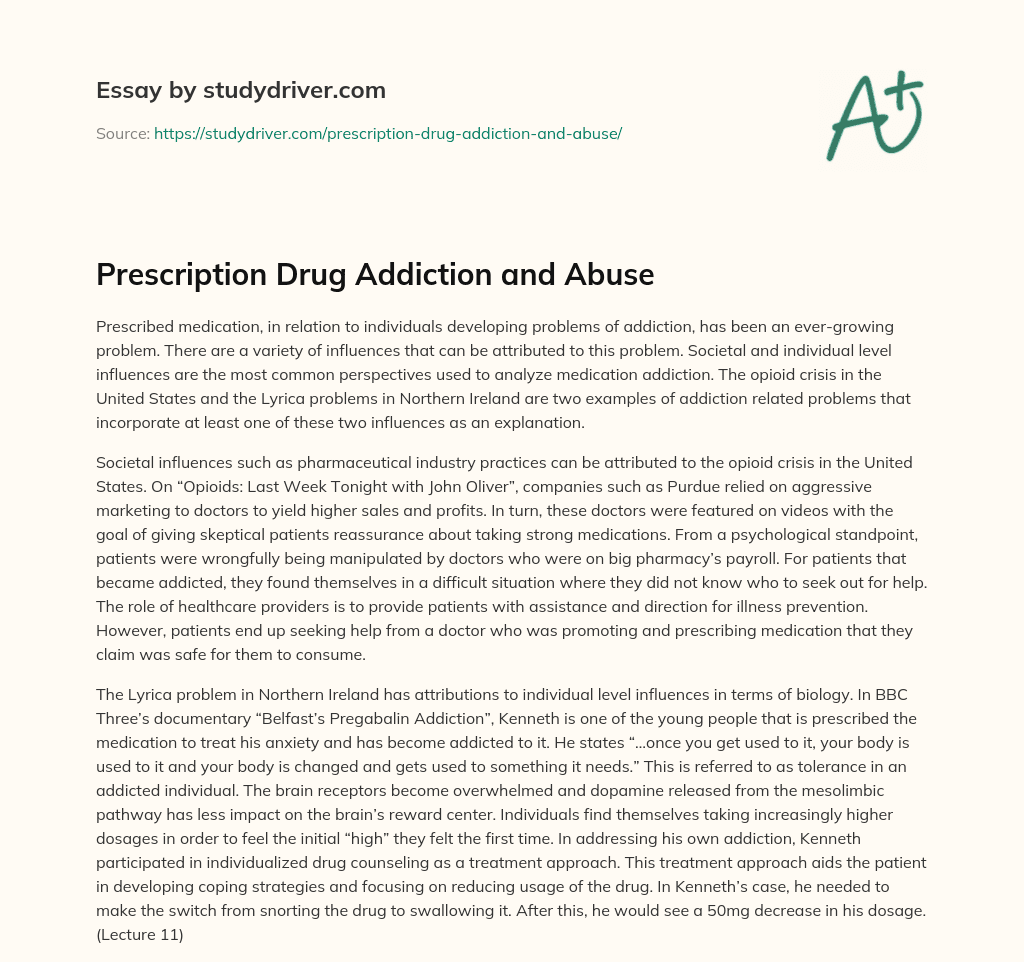 Prescription Drug Addiction and Abuse essay
