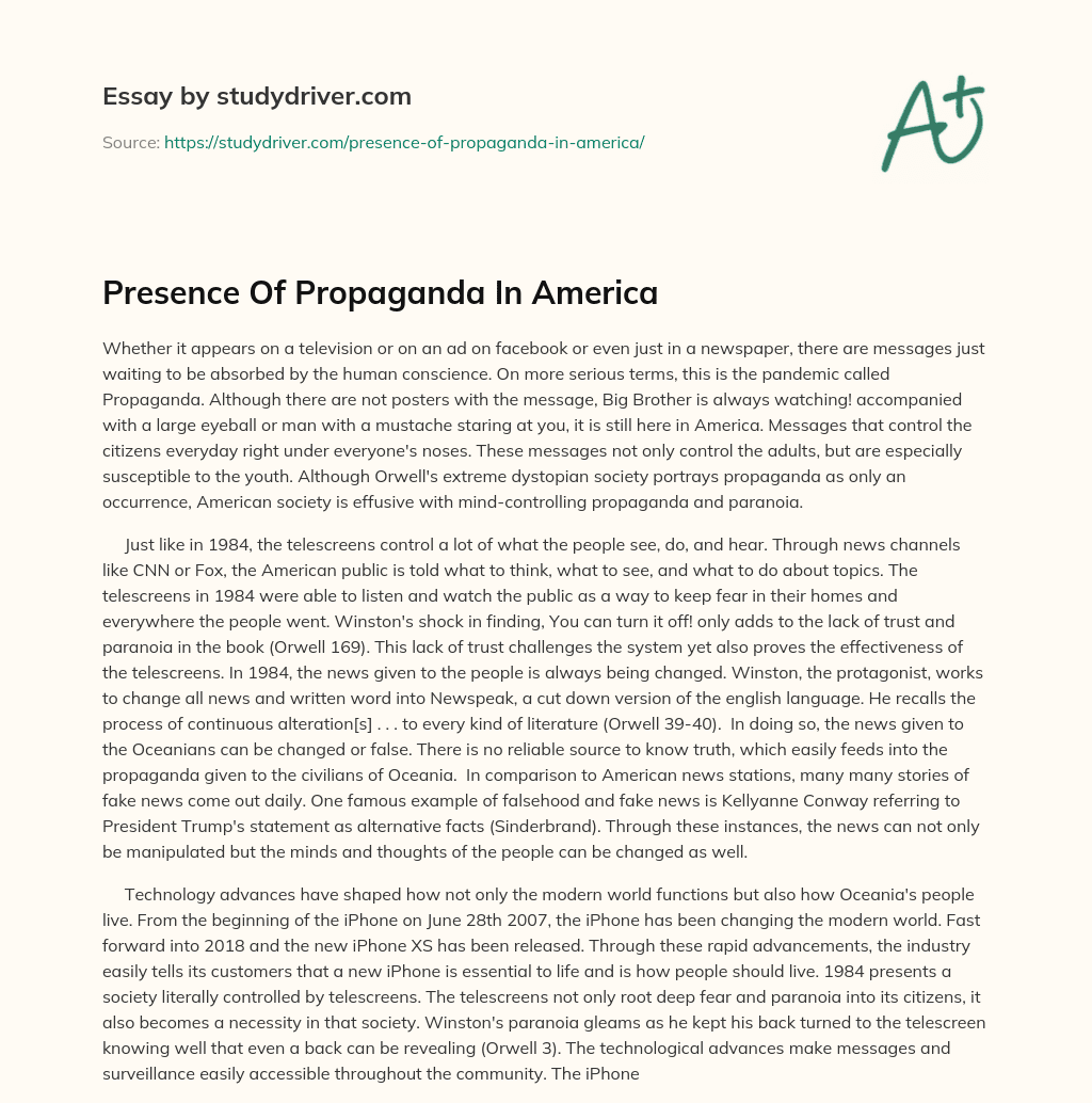 Presence of Propaganda in America essay