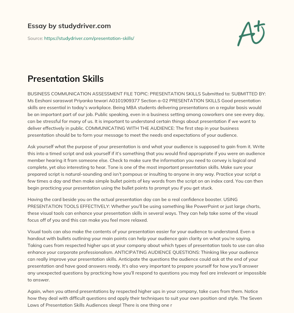 Presentation Skills essay