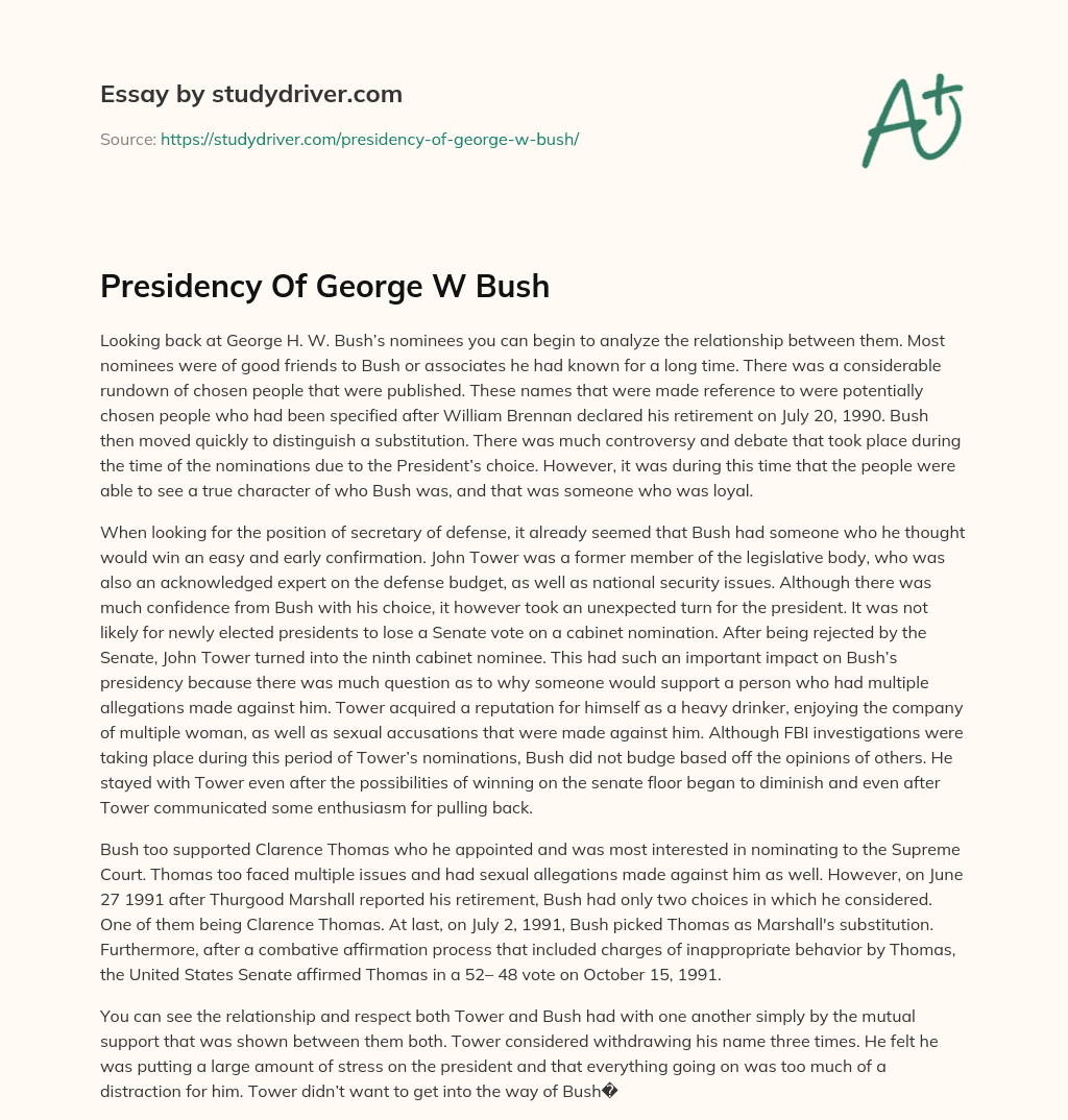 Presidency of George W Bush essay