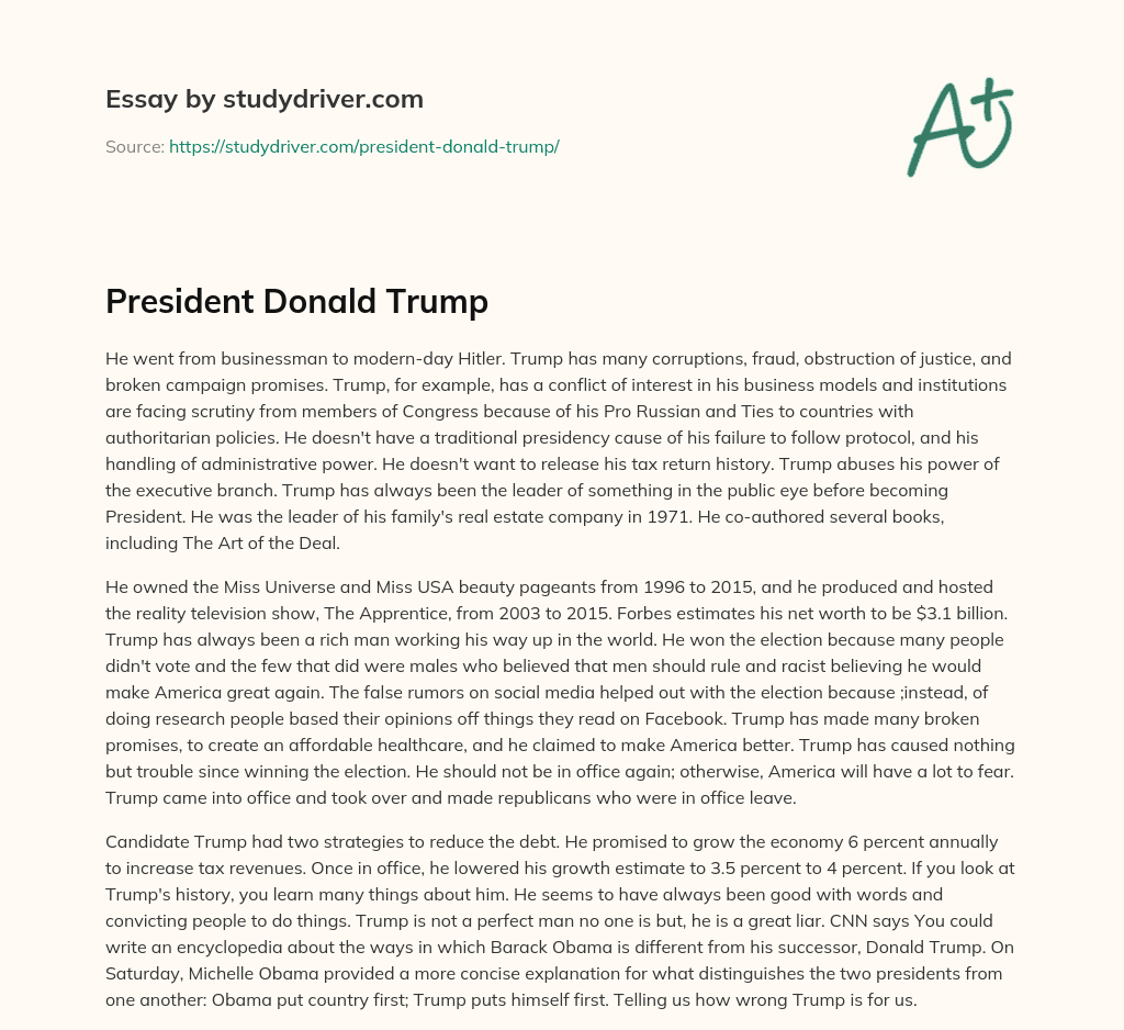 President Donald Trump essay