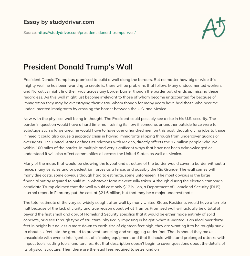 President Donald Trump’s Wall essay