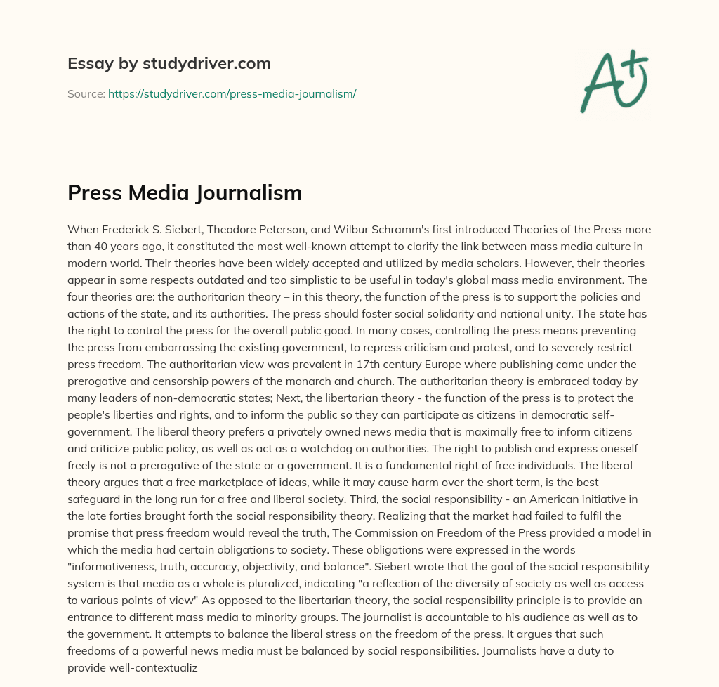Press Media Journalism essay