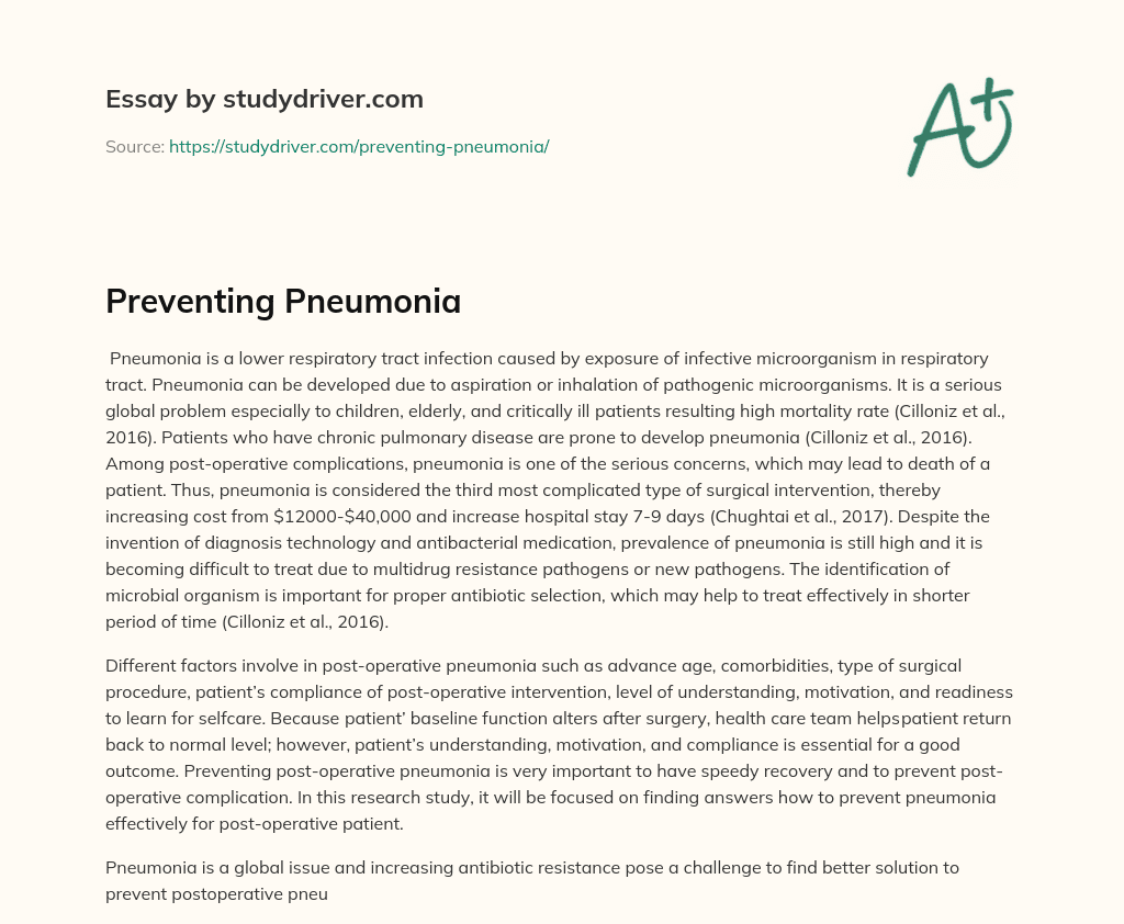 Preventing Pneumonia essay