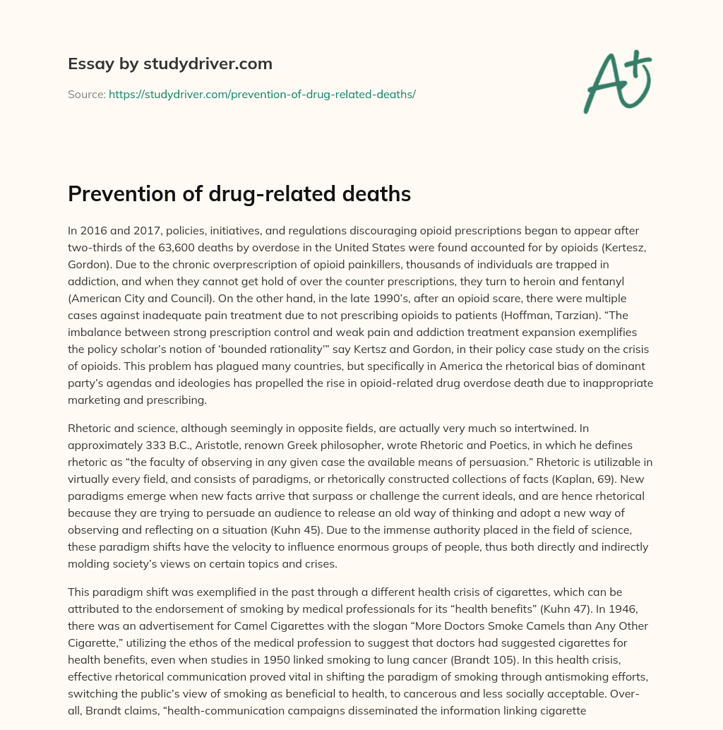 Prevention of Drug-related Deaths essay