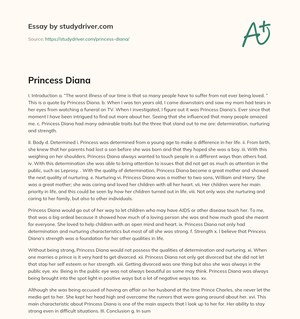 Princess Diana essay