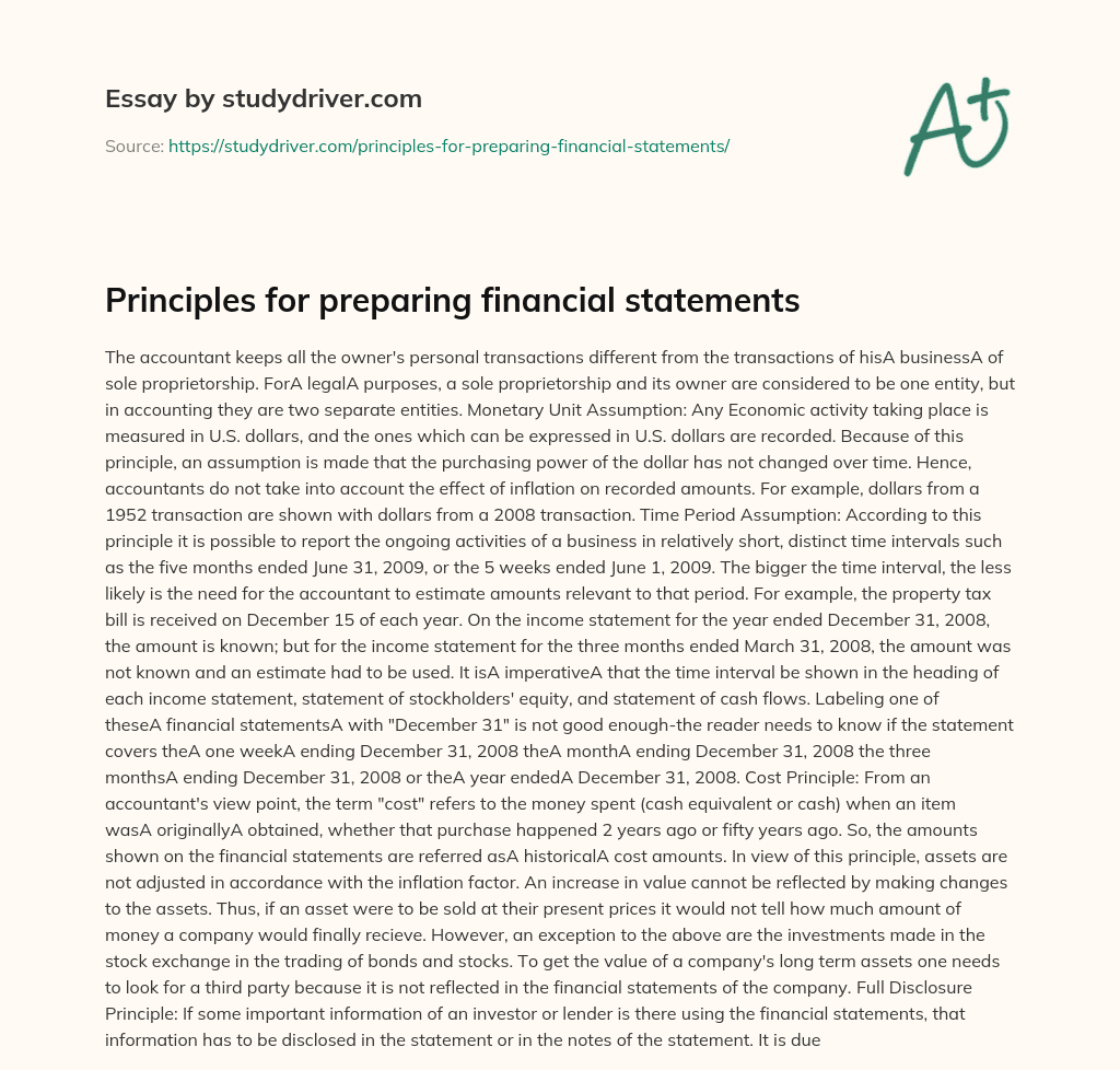 Principles for Preparing Financial Statements essay