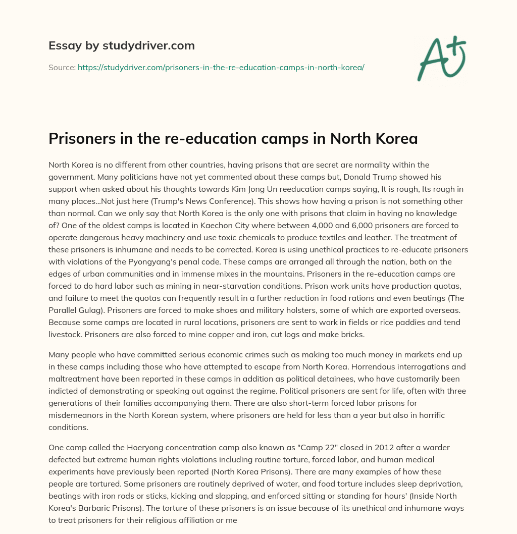 Prisoners in the Re-education Camps in North Korea essay