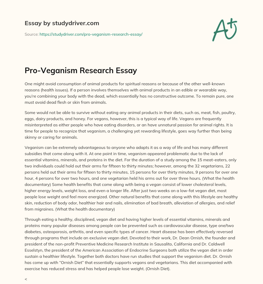 Pro-Veganism Research Essay essay