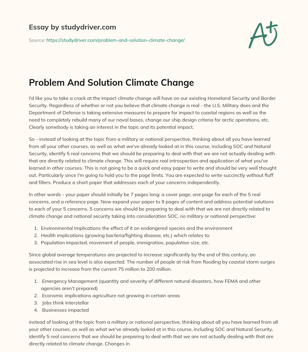 Problem and Solution Climate Change essay