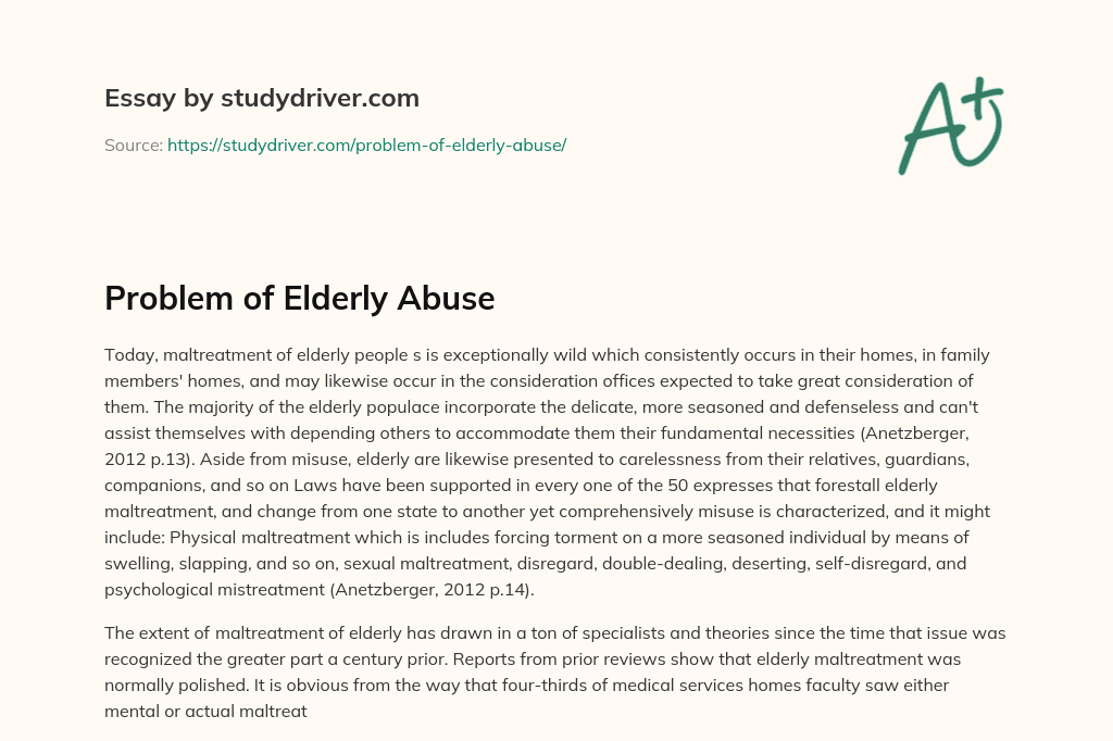 Problem of Elderly Abuse essay