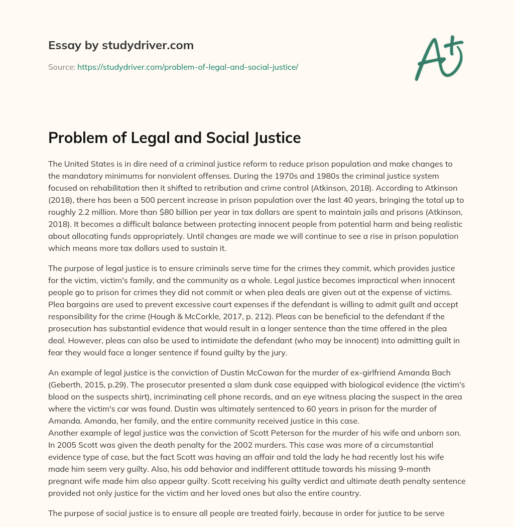 Problem of Legal and Social Justice essay