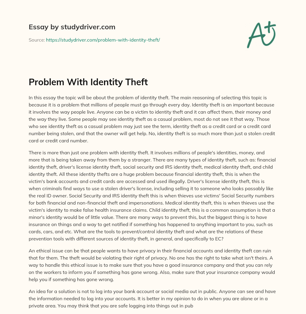 Problem with Identity Theft essay