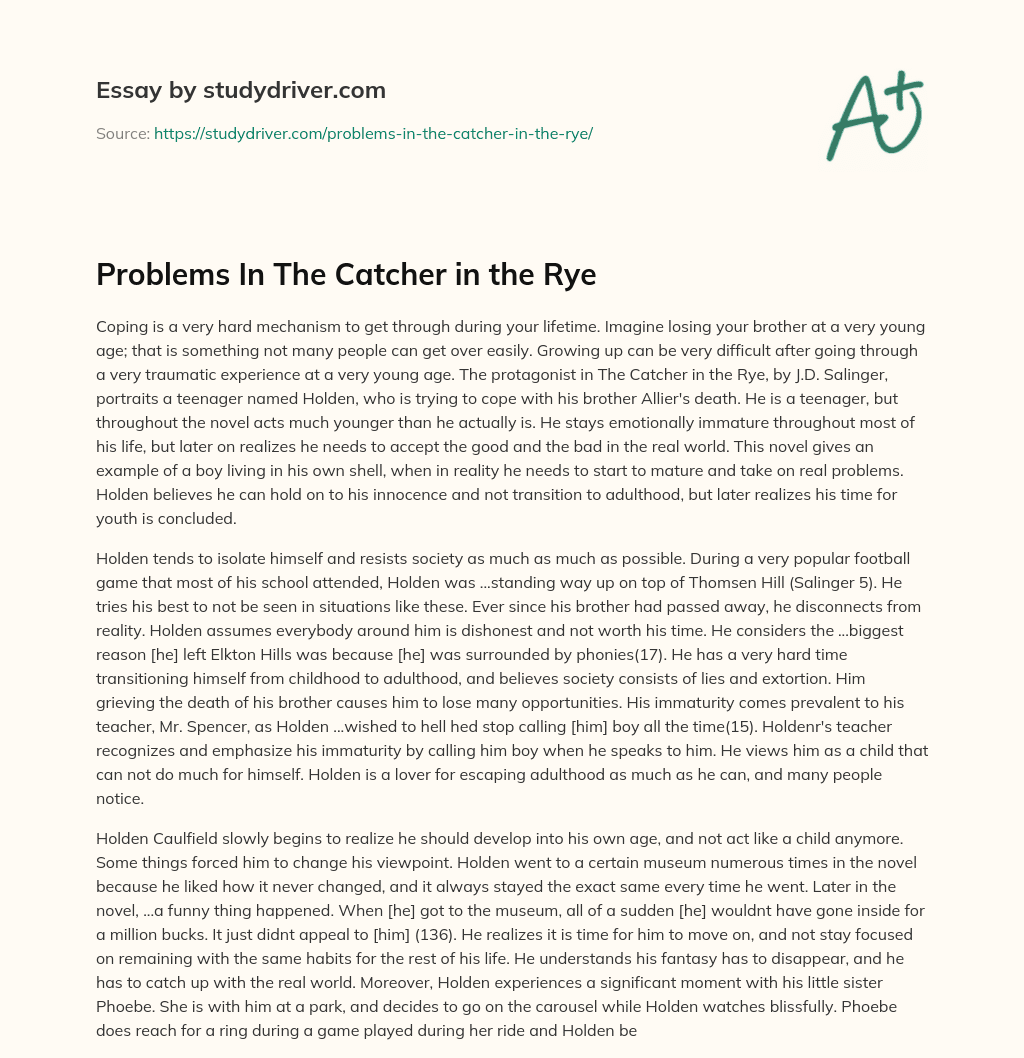 Problems in the Catcher in the Rye essay