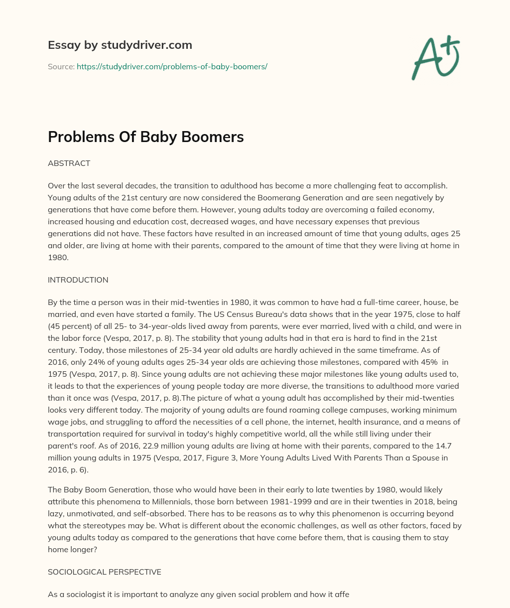 Problems of Baby Boomers essay
