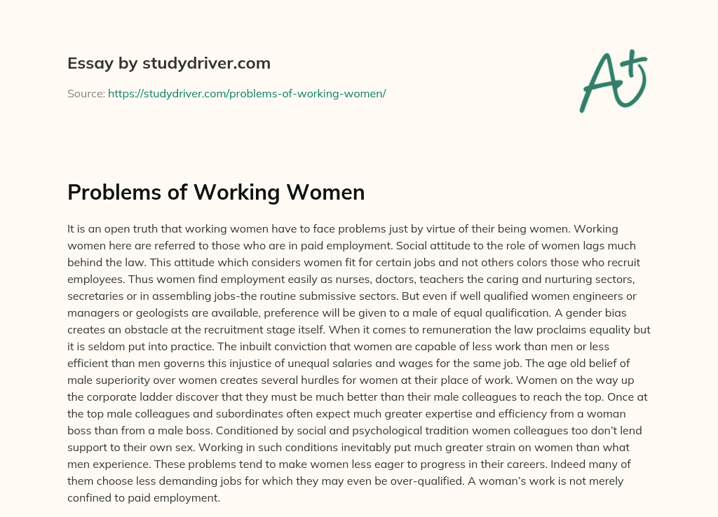 Problems of Working Women essay