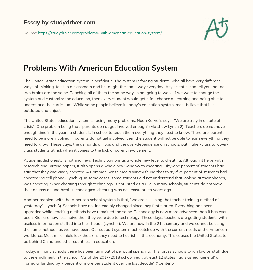 Problems with American Education System  essay