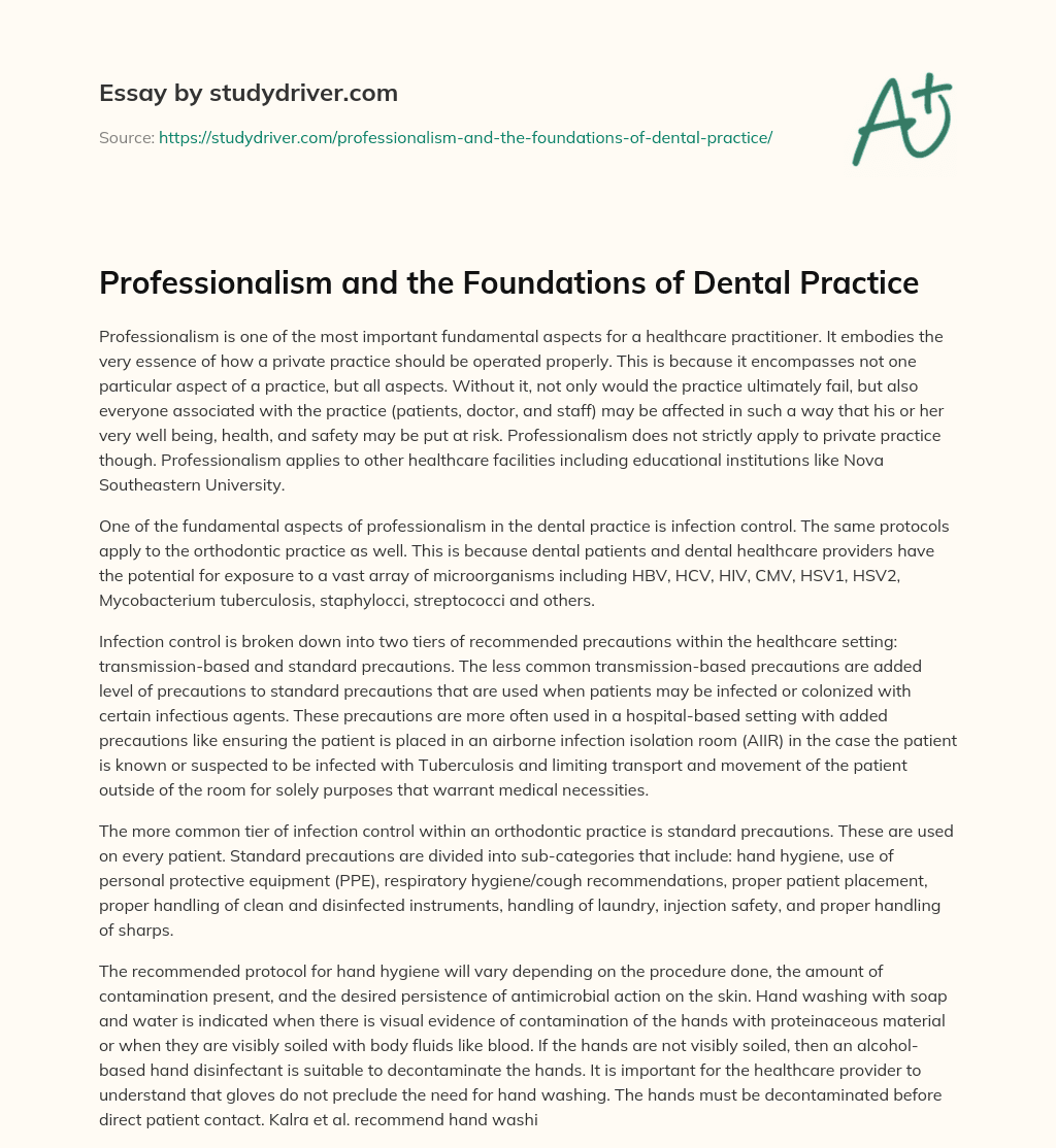 Professionalism and the Foundations of Dental Practice essay