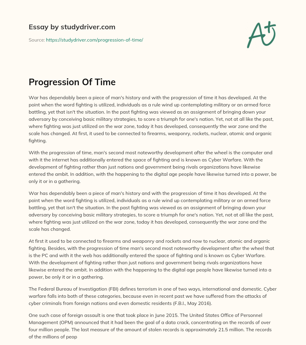 Progression of Time essay