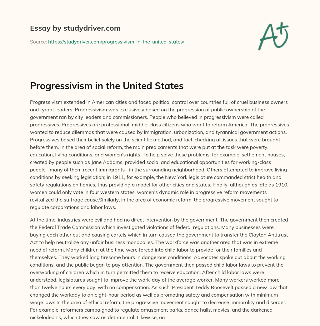 Progressivism in the United States essay