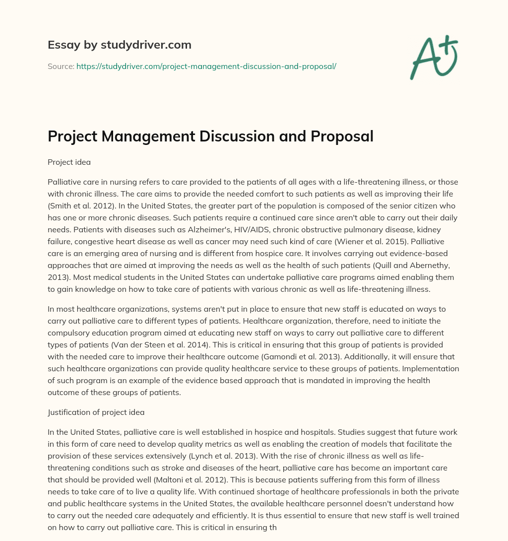 Project Management Discussion and Proposal essay