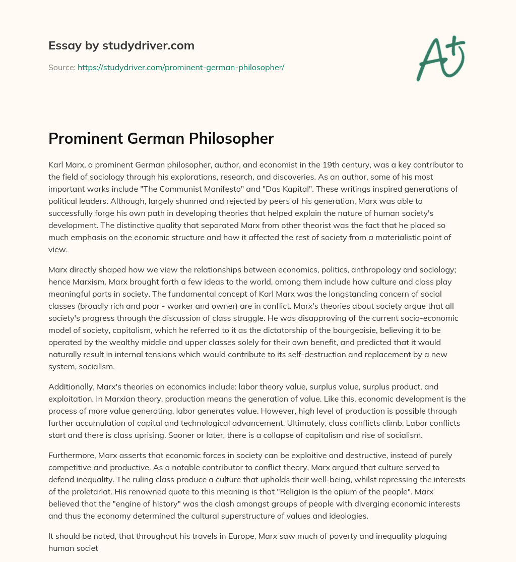 Prominent German Philosopher essay