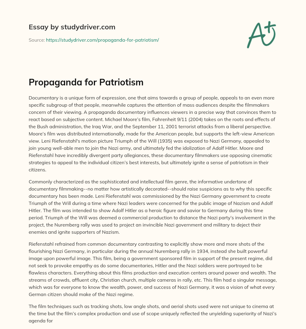 Propaganda for Patriotism essay