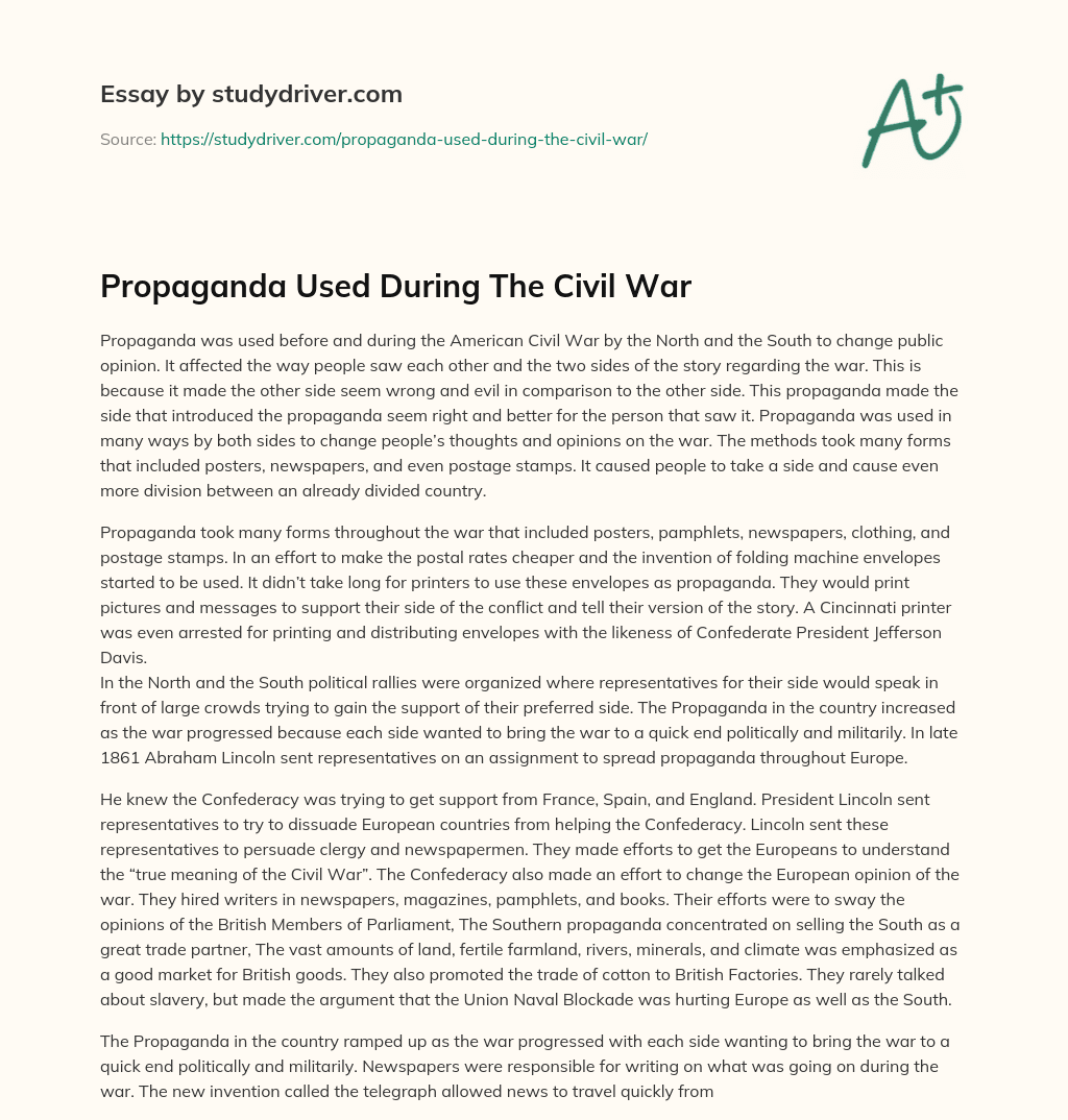 Propaganda Used during the Civil War essay