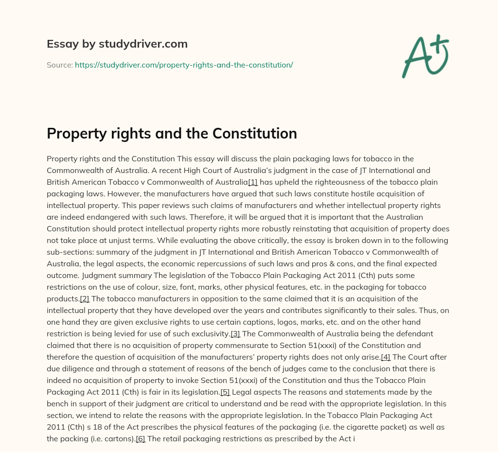 Property Rights and the Constitution essay